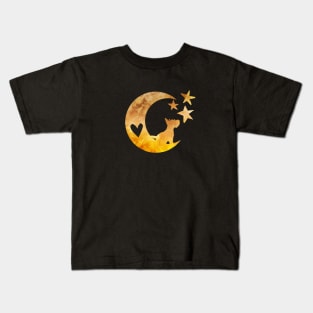 Scottish Terrier aka Scottie Dog Art With Moon And Stars Kids T-Shirt